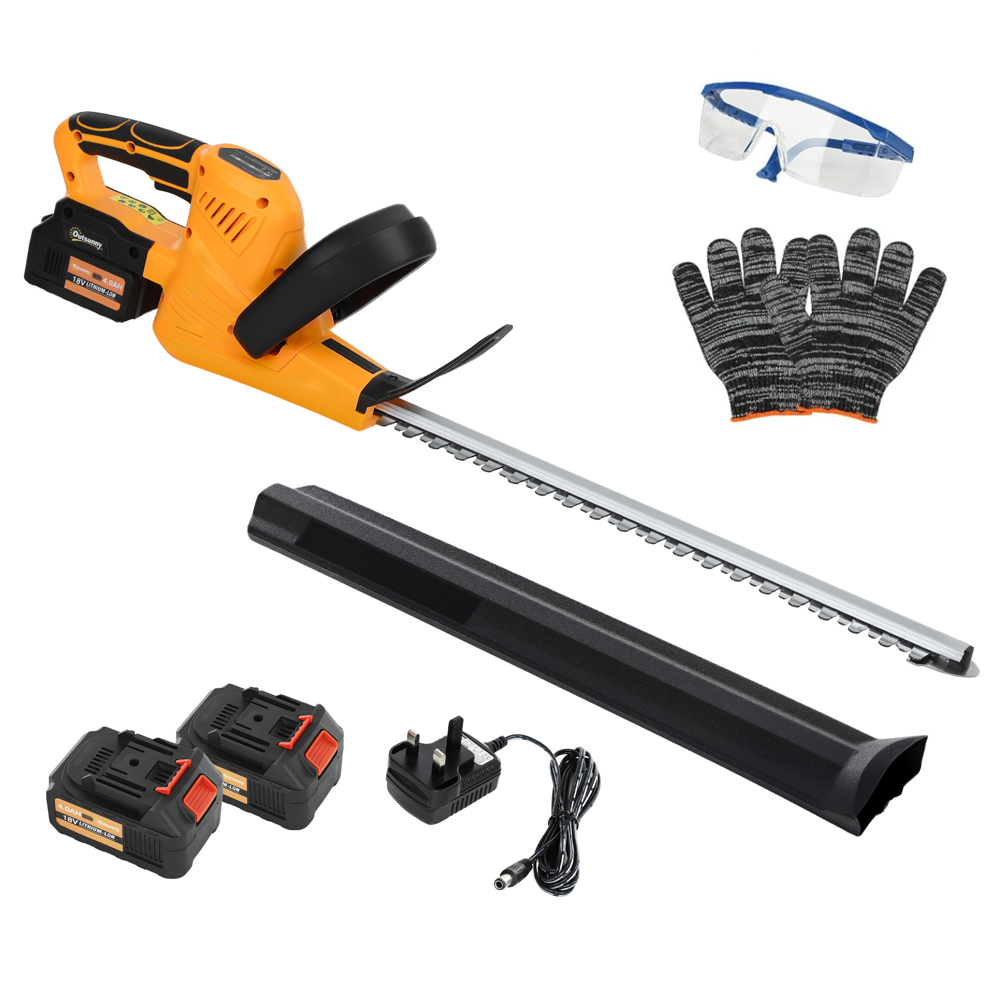 SUNVISTA Cordless Hedge Trimmer Electric Hedge Cutter Orange