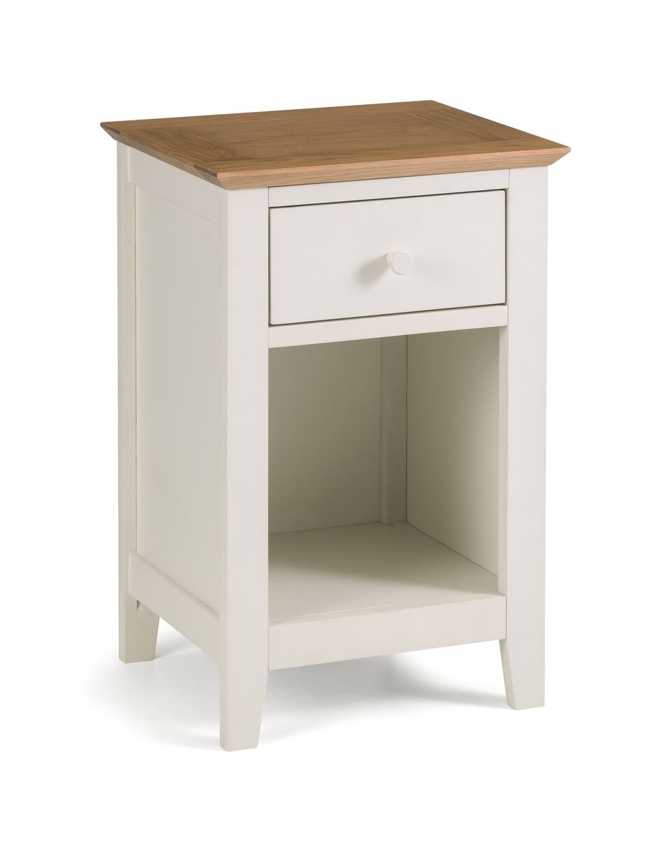 Bedside Table - SALERNO 1 Drawer Nightstand Ivory 35cm