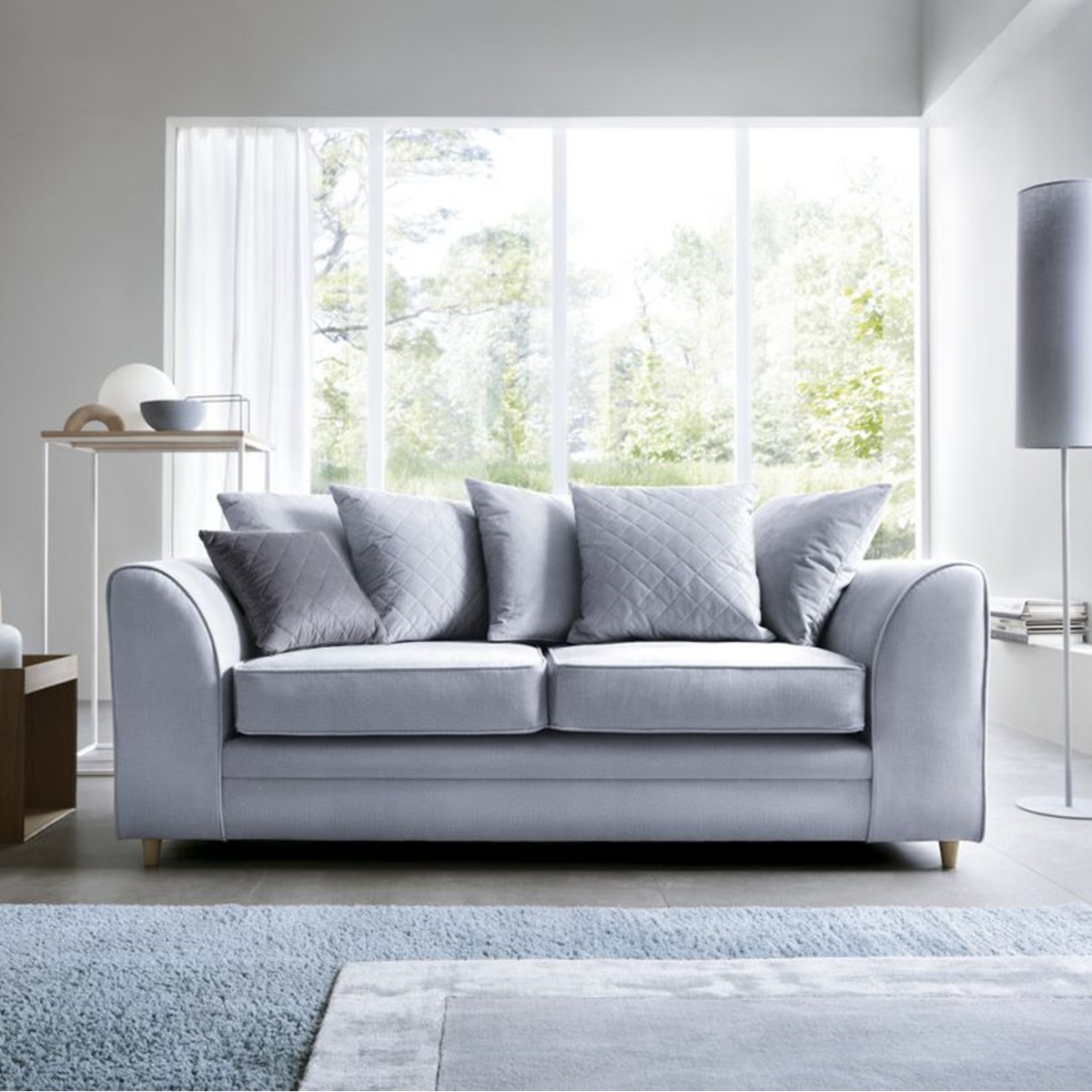 NIOMI Velvet 3 Seater Scatterback Sofa - Silver