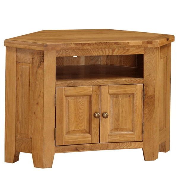 Wycombe Light Oak Finish Corner Entertainment Tv Unit with Storage - Oak