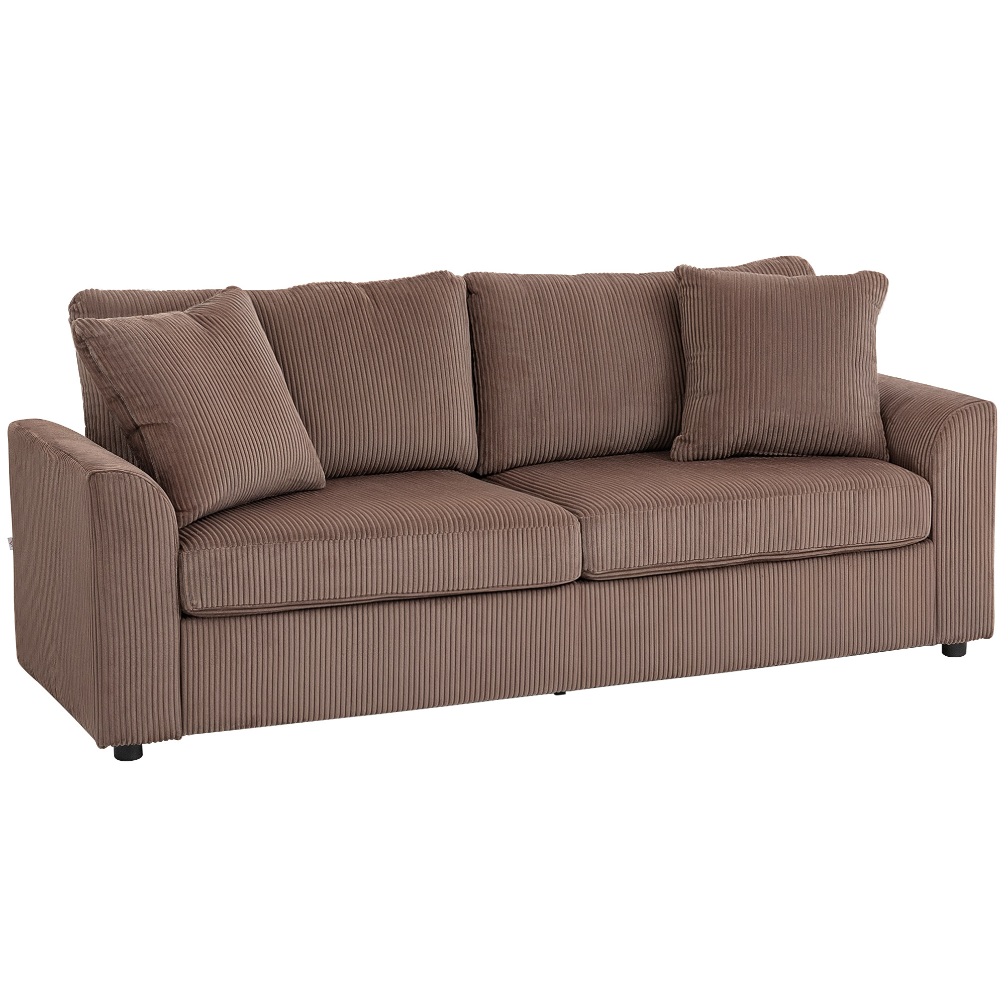 HERON Modern 3 Seater Sofa with Spring Cushion 212 cm Fabric Jumbo Cord Sofa Coffee