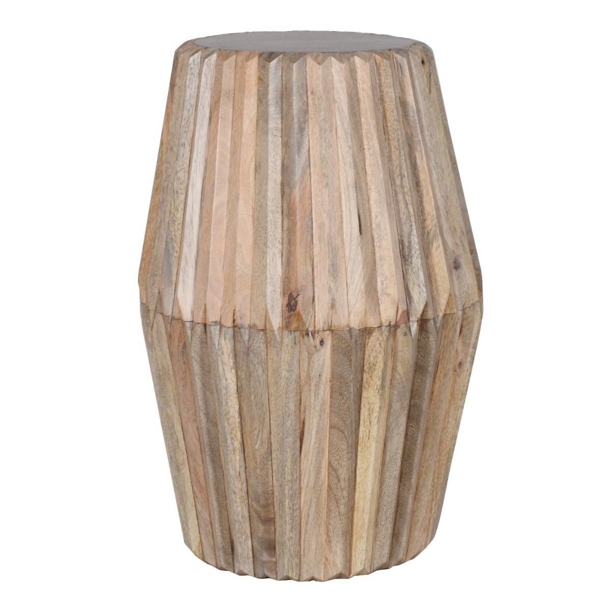 Denise Carved Mango Wood Side Table - Warm Colour