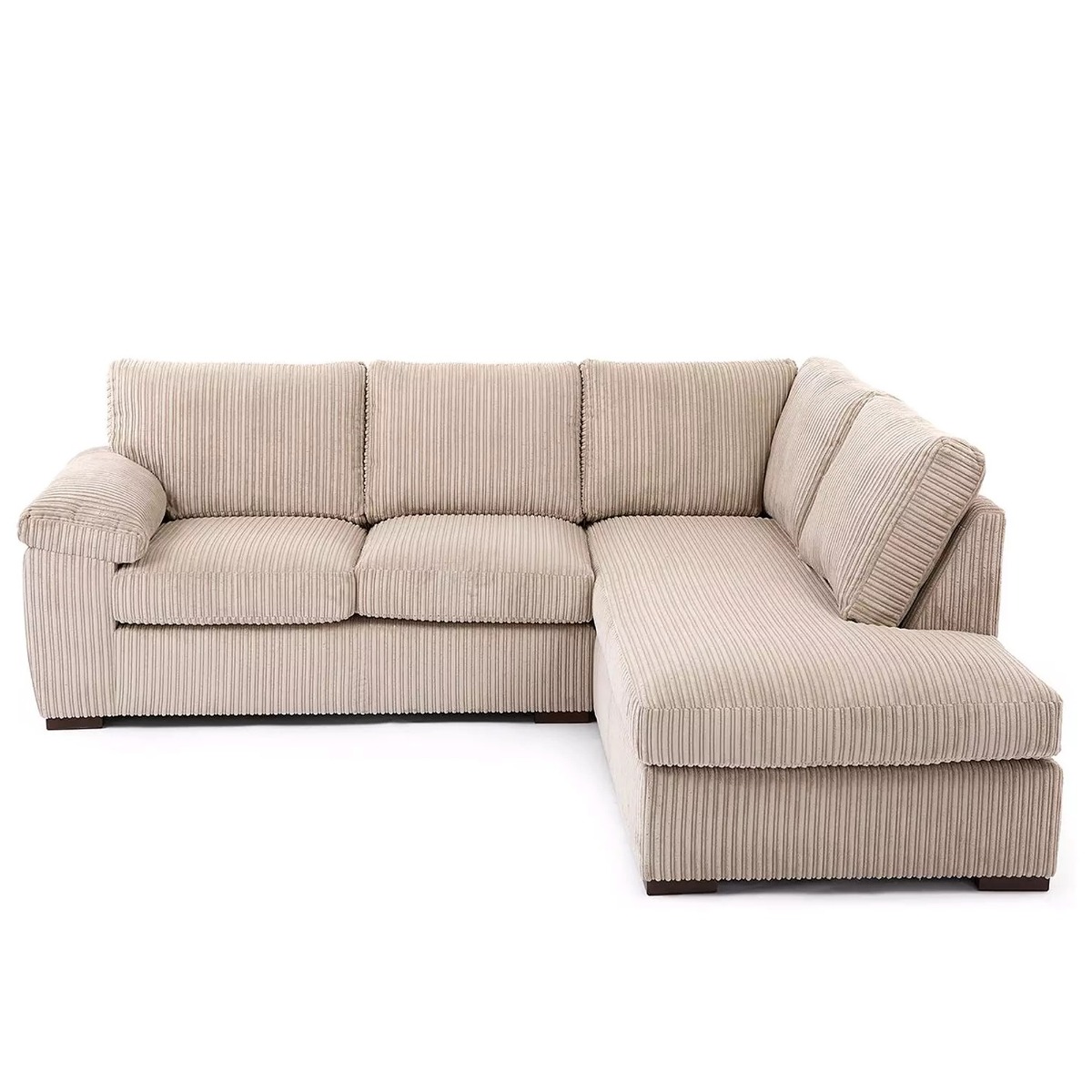 AMALFI Jumbo Cord Fullback Corner Sofa - L Shaped - Right Hand Facing - Cream