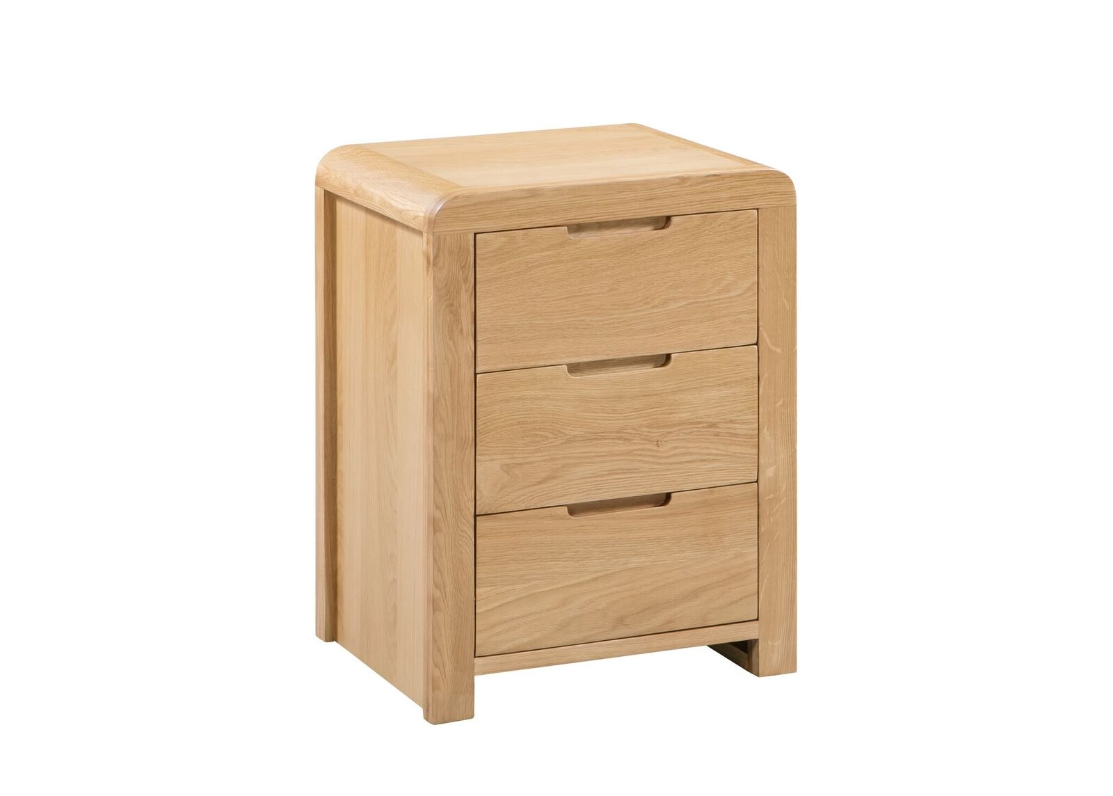 Bedside Table - CURVE 3 Drawer Nightstand Oak 45cm