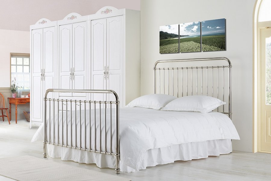 Single Bed - ROSWYN 3ft Metal Bed Chrome