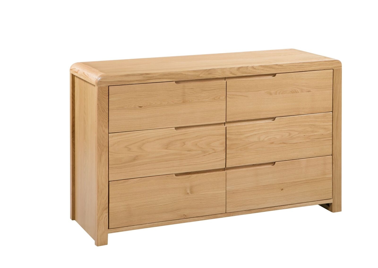 CUBA Oak Finish Chest of Drawers - Large-sized, 6 Drawers