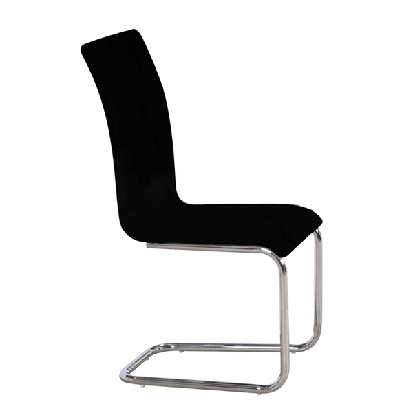 Stoke Leather Effect Chrome Dining Chairs Set of 2 - Black