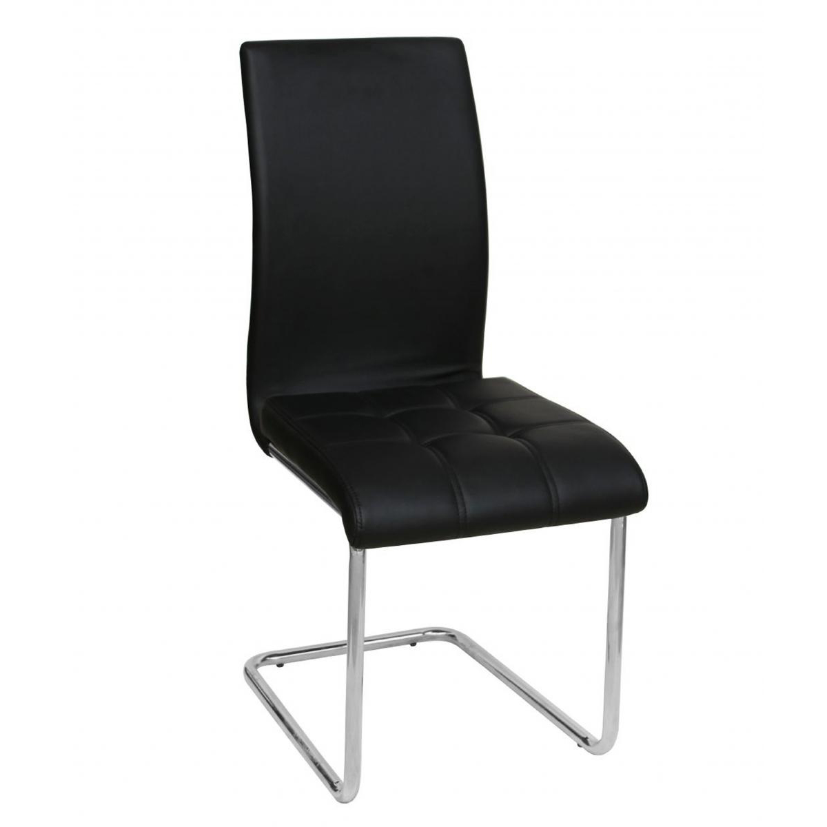 Gallatin Classic Dining Chairs - Set of 4 Leather Effect Chairs in Chrome - Black