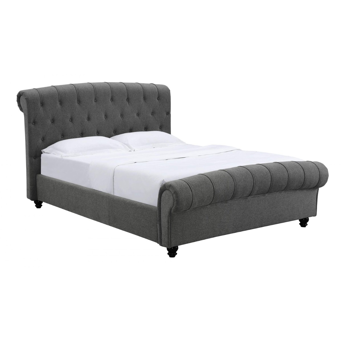 Zayden Double Size Linen Fabric Bed - Grey