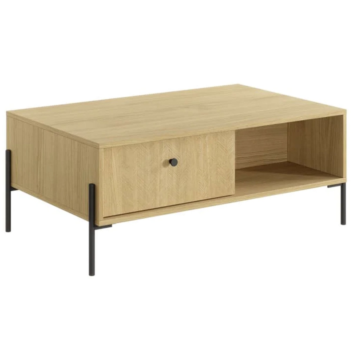 Raven Winx Coffee Table with 2 Drawers - Scandi Oak
