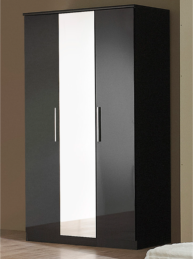 TORBAY 4 Door Mirrored Wardrobe Black - 158.5cm