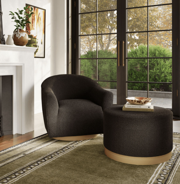 Lara Pouffe Black Boucle / Natural Large