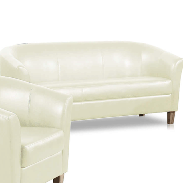 Bexhill 3 Seater Faux Leather Sofa - Cream