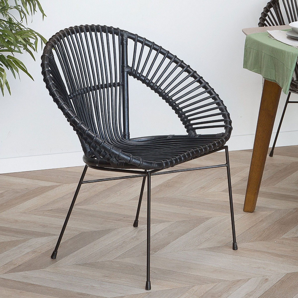 Rattan Accent Chair Black SARITA