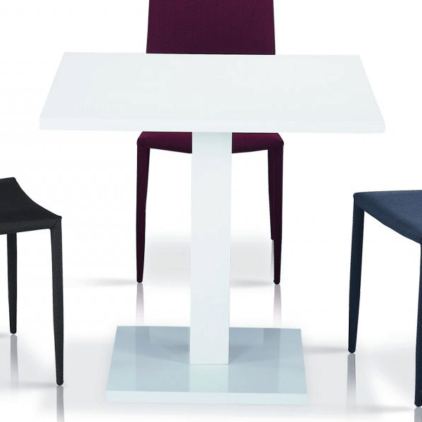 Buxton High Gloss Table with Stainless Steel Base - White