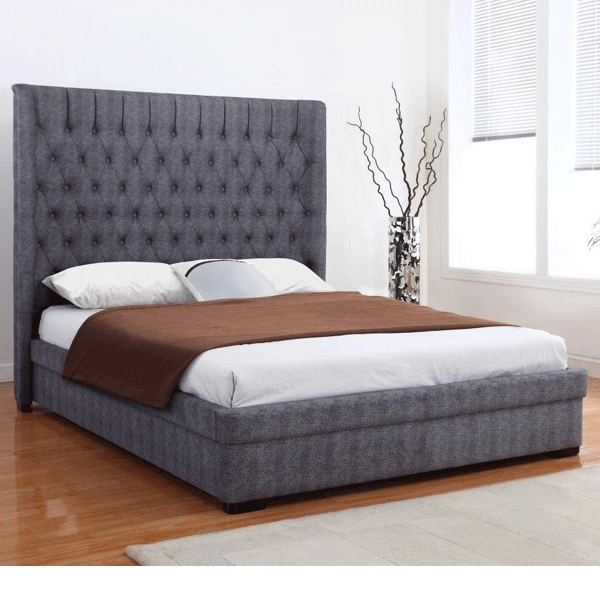 Dorchester High-Appealing Headboard Luxuries Classic Linen Bed Frame in Dark Grey - Double 4ft6