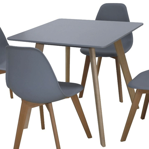 Lynton Small Square Dining Table with Solid Beech Legs - Grey