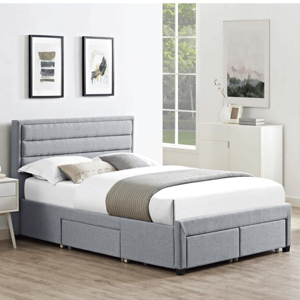 Durango Classic Grey Linen Fabric Bed with Smart Storage Drawers 4 - Double Bed
