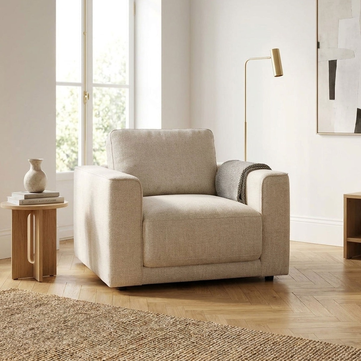 COMBE Fabric Armchair - Beige