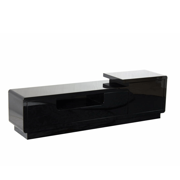 Bremerton Modern Elegance High Gloss TV Cabinet with Push Open Door and Drawers - Black