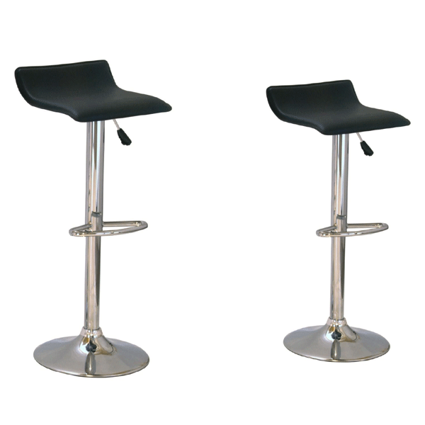 Salford Chrome Bar Stool Pair with Adjustable Features - Black