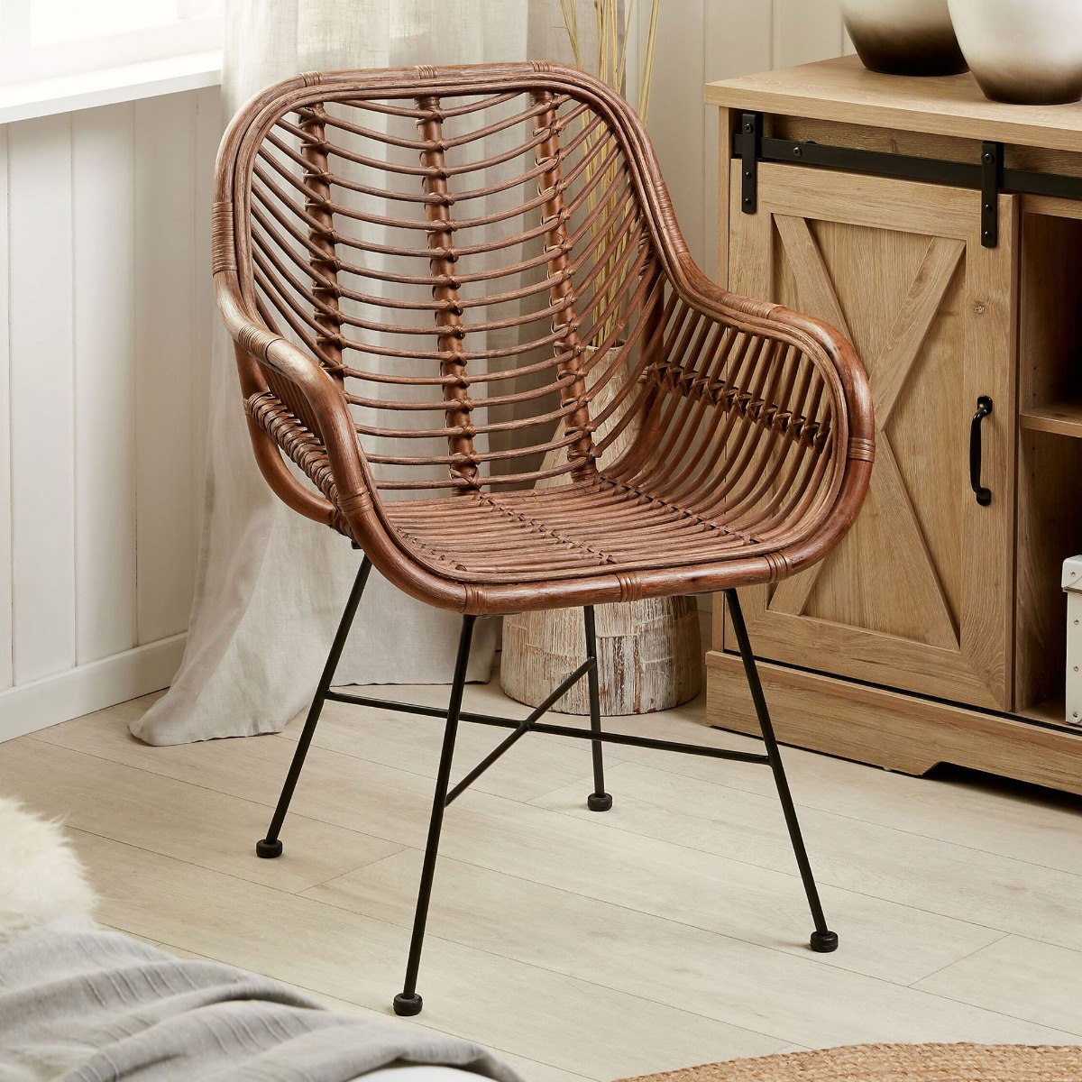 Rattan Accent Chair Brown CANORA