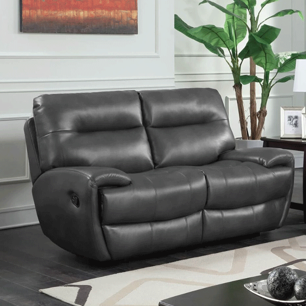 Dorchester 2 Seater Recliner Sofa in Leather Gel and PU - Grey