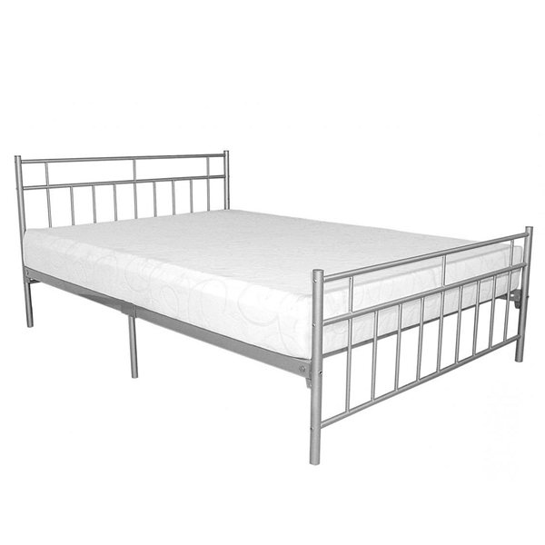Melrose Metal Double Bed Frame with Reinforced Centre Legs - Silver