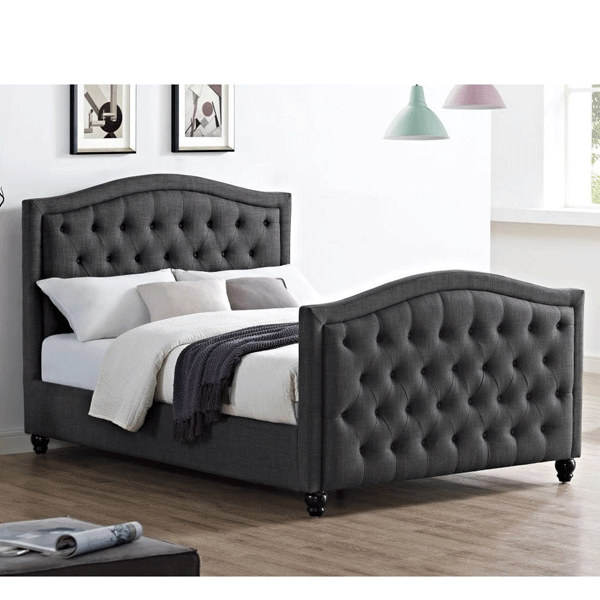 Ballymena Linen Fabric Double Bed - Grey