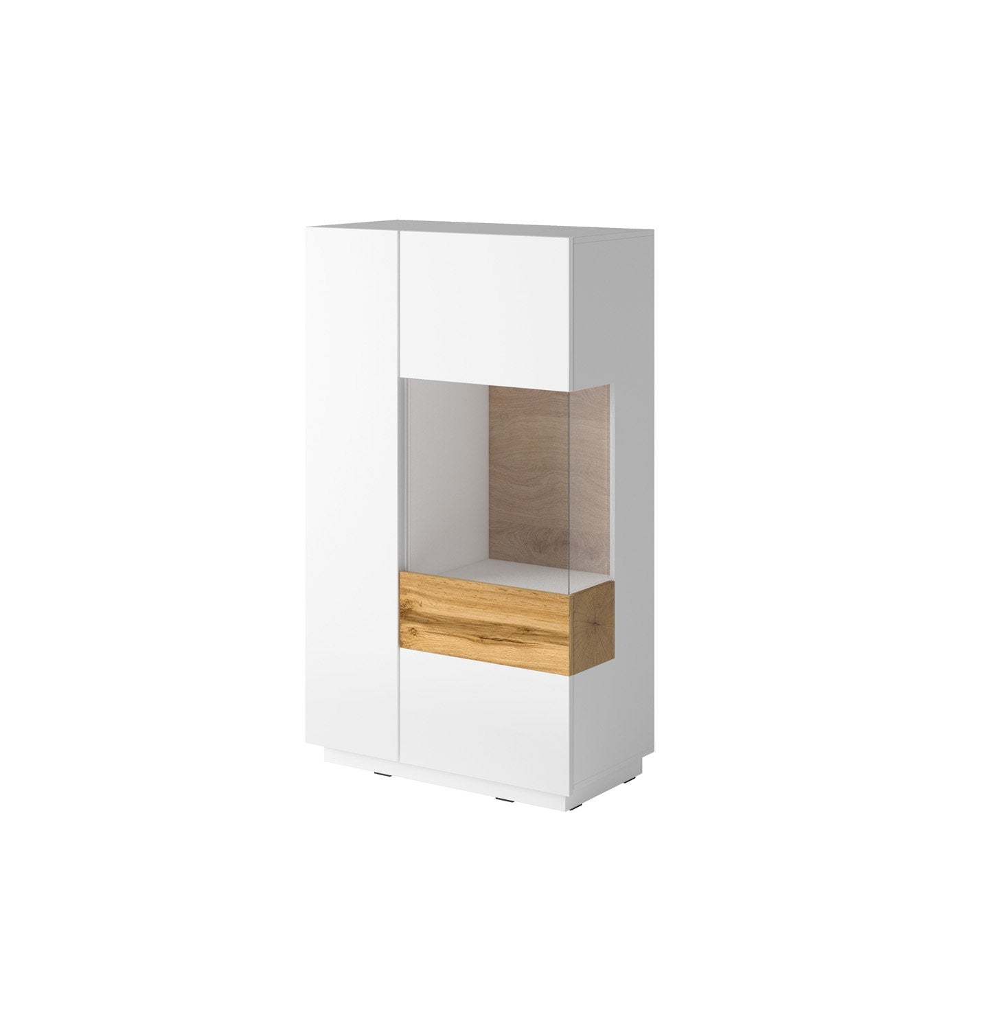 Salamandar 44 Display Cabinet Right Side Wotan Oak - White Gloss