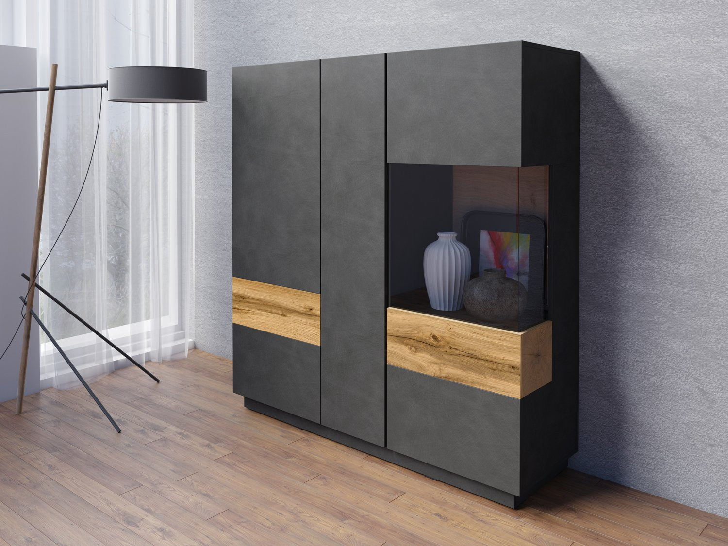 Salamandar 46 Large Display Cabinet Right Side Wotan Oak - Matera