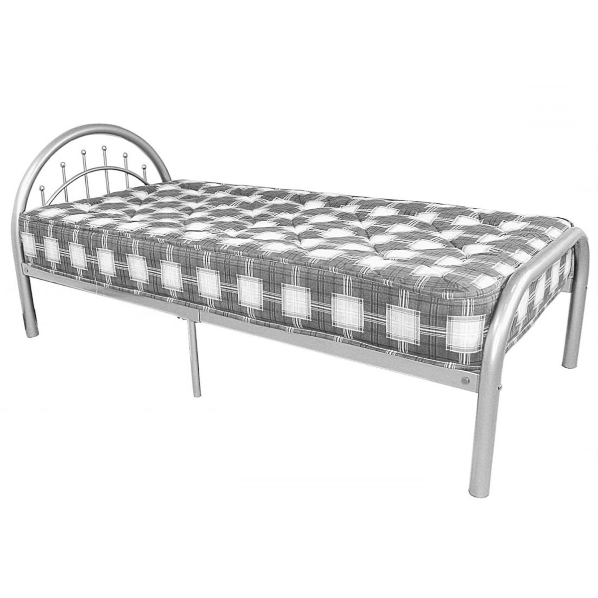Embrace the Dawn with Sunrise Arch Headboard Single Metal Bed Frame with Central Leg Support - Silver