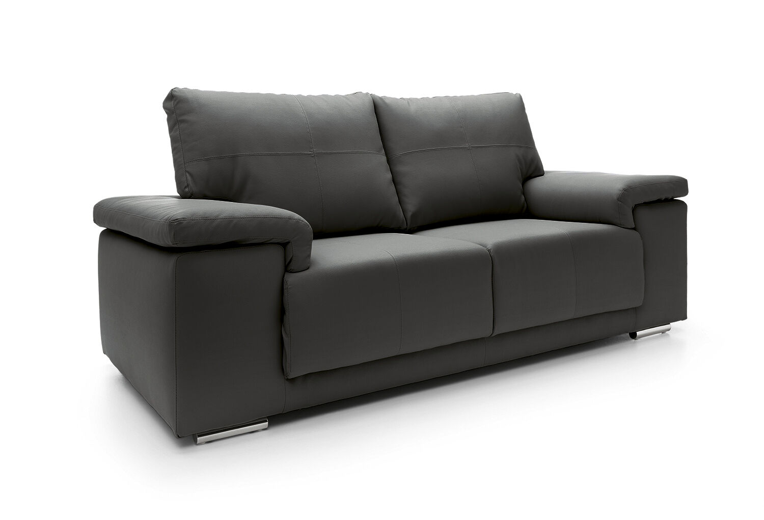CHELMSFORD Bonded Leather 2 Seater Fullback Sofa - Black