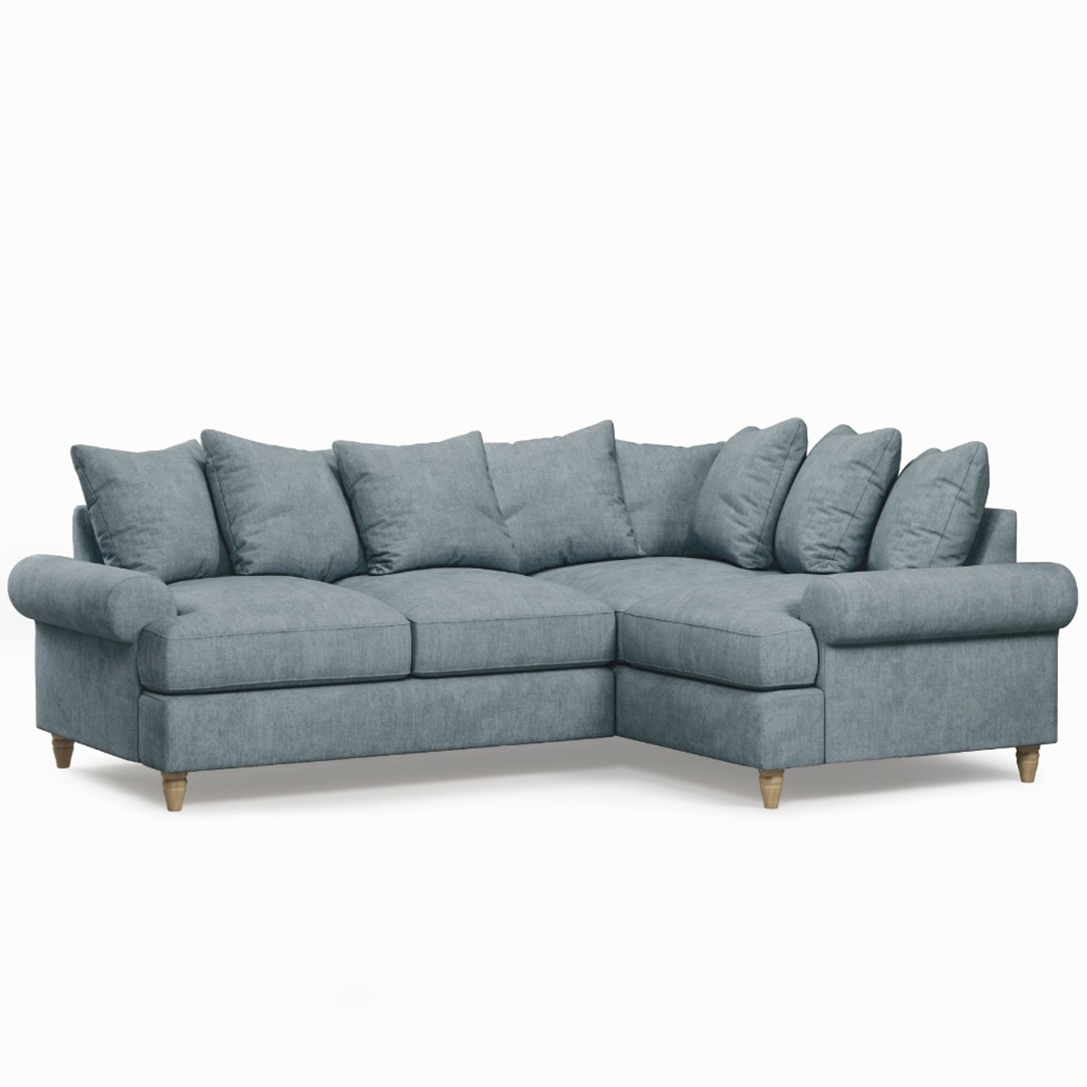 Corner Sofa - LUXE Fabric 3 Seater Left Hand Facing - Blue