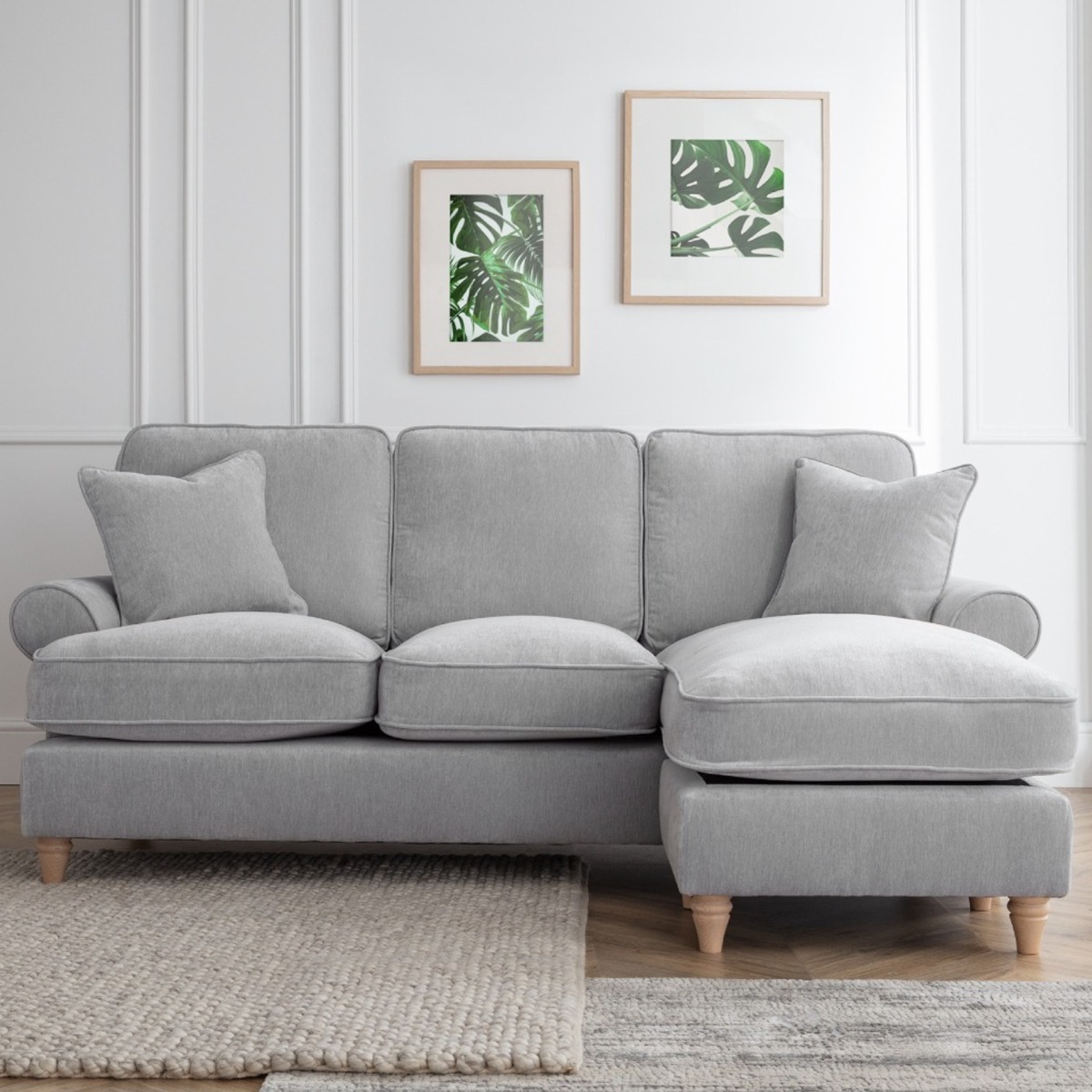 Corner Sofa - RAYONG Fabric 3 Seater Left Hand Facing - Ice