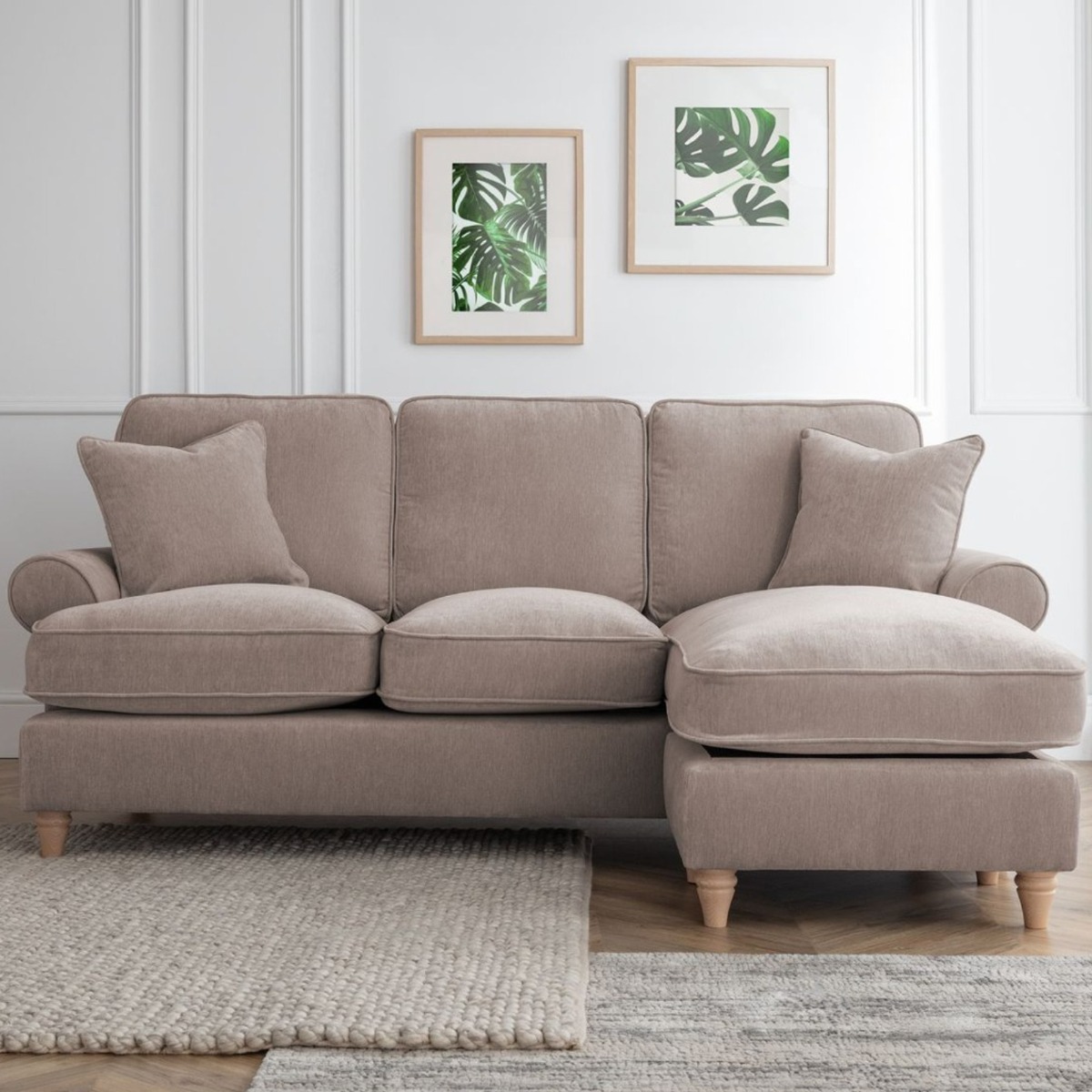 Corner Sofa - RAYONG Fabric 3 Seater Left Hand Facing - Putty