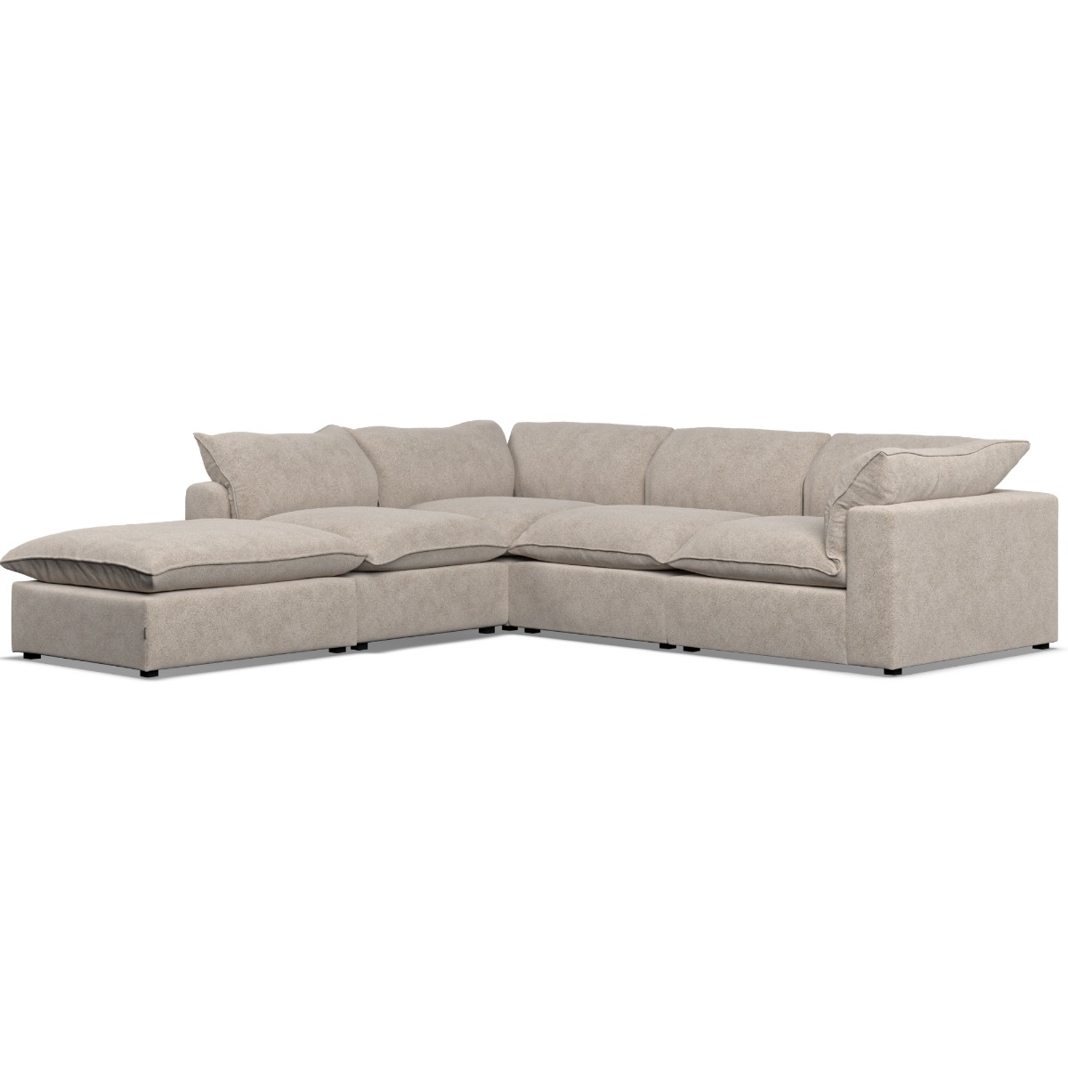 Corner Sofa - PUEBLA Fabric 4 Seater Right Hand Facing Fossil - Footstool End