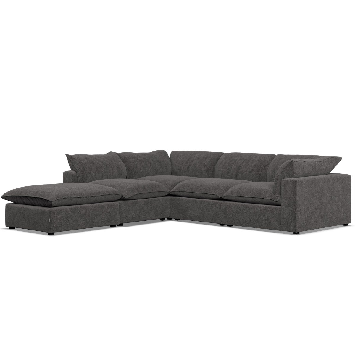 Corner Sofa - PUEBLA Fabric 4 Seater Right Hand Facing Slate - Footstool End