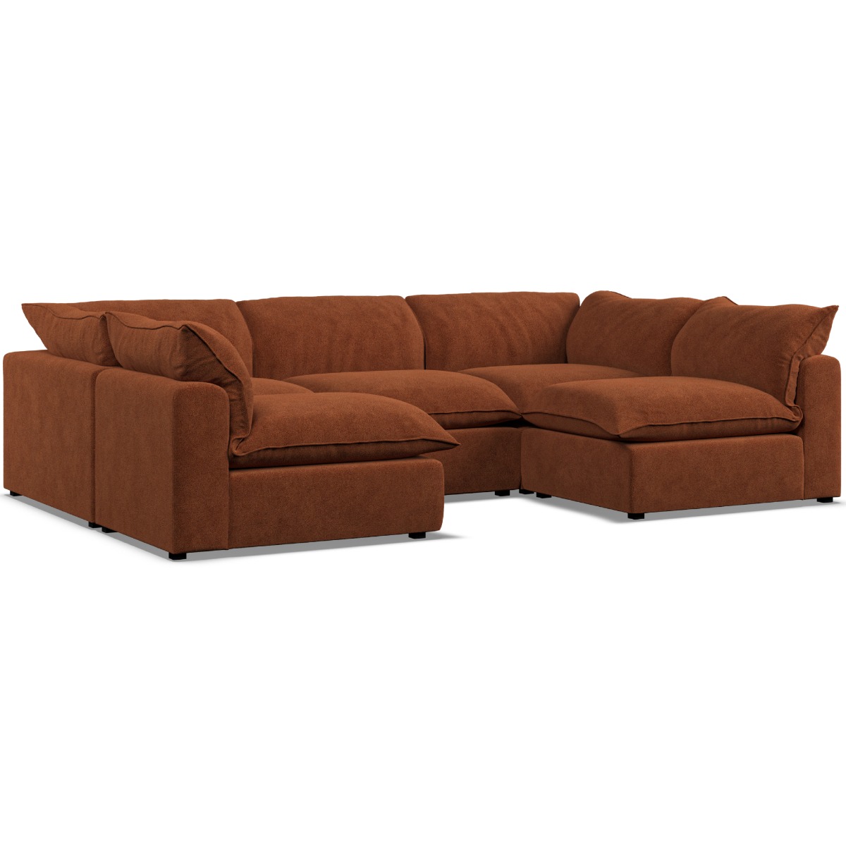 Corner Sofa - PUEBLA Fabric 5 Seater U Shaped Saffron - Open End