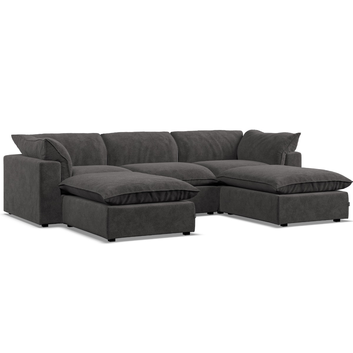 Corner Sofa - PUEBLA Fabric 5 Seater U Shaped Slate - Footstool End