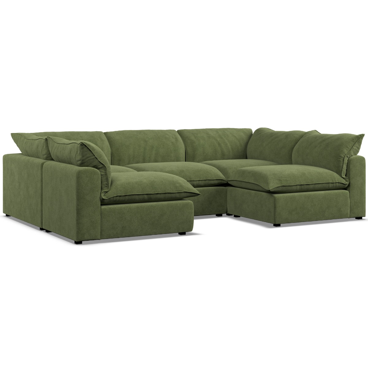 Corner Sofa - PUEBLA Fabric 5 Seater U Shaped Verde - Open End