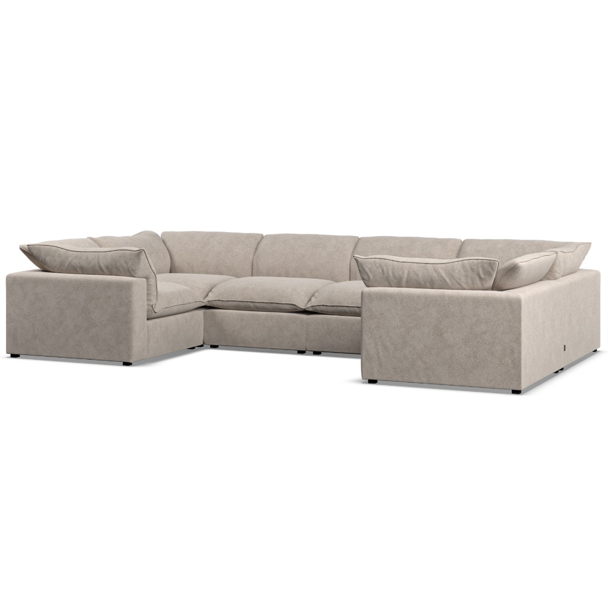 Corner Sofa - PUEBLA Fabric 6 Seater U Shaped - Fossil
