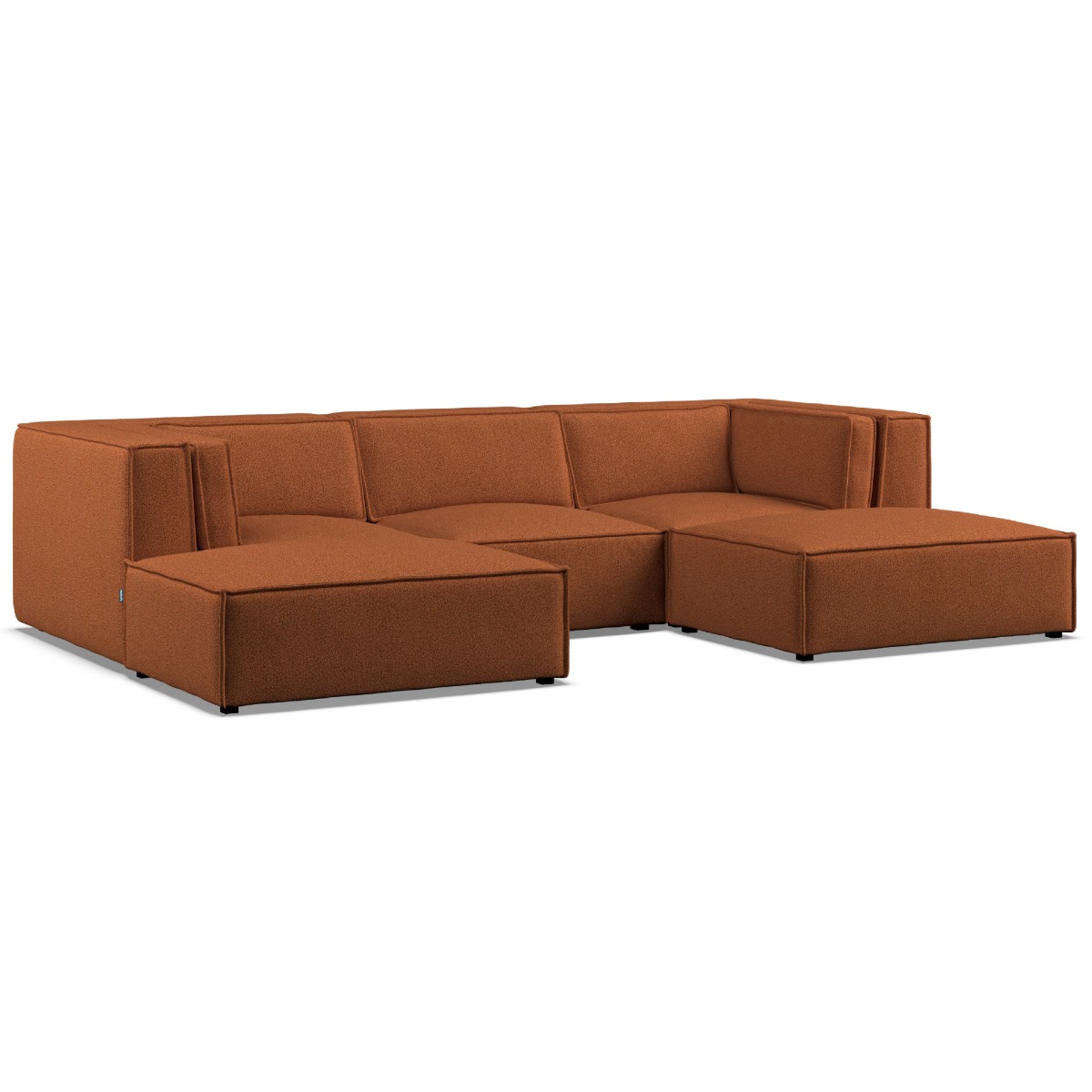 Corner Sofa - LUCCA Fabric 5 Seater U Shaped Terra - Footstool End