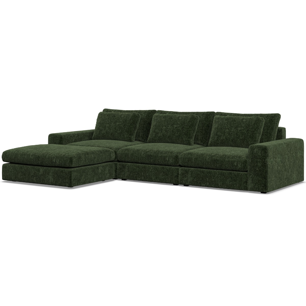 Corner Sofa - SOVA Fabric 3 Seater Right Hand Facing Bottle Green - Footstool End