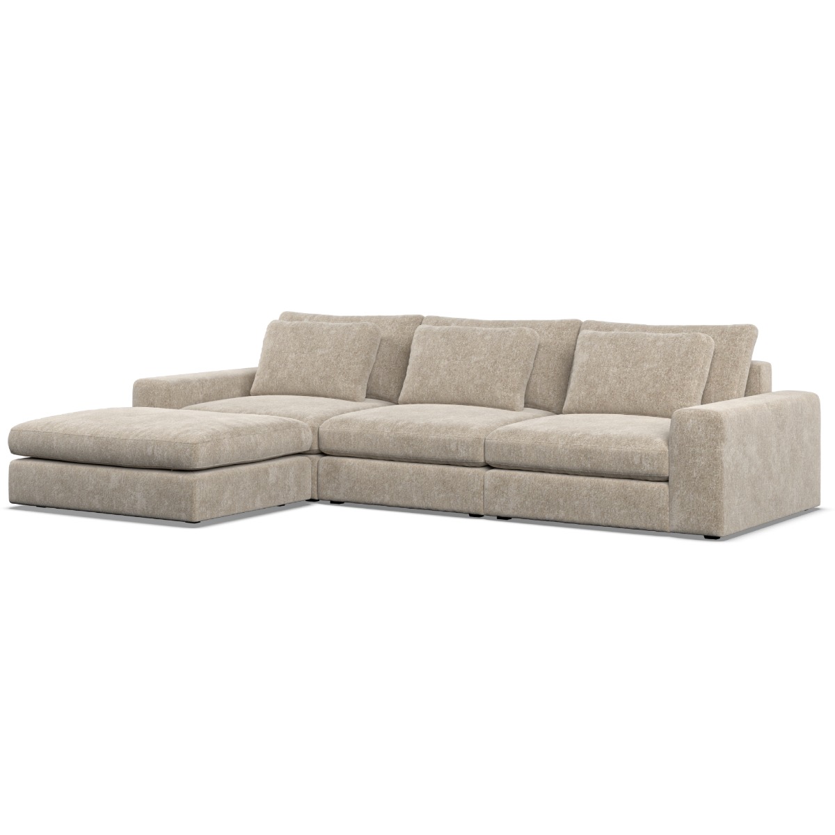 Corner Sofa - SOVA Fabric 3 Seater Right Hand Facing Pearl - Footstool End
