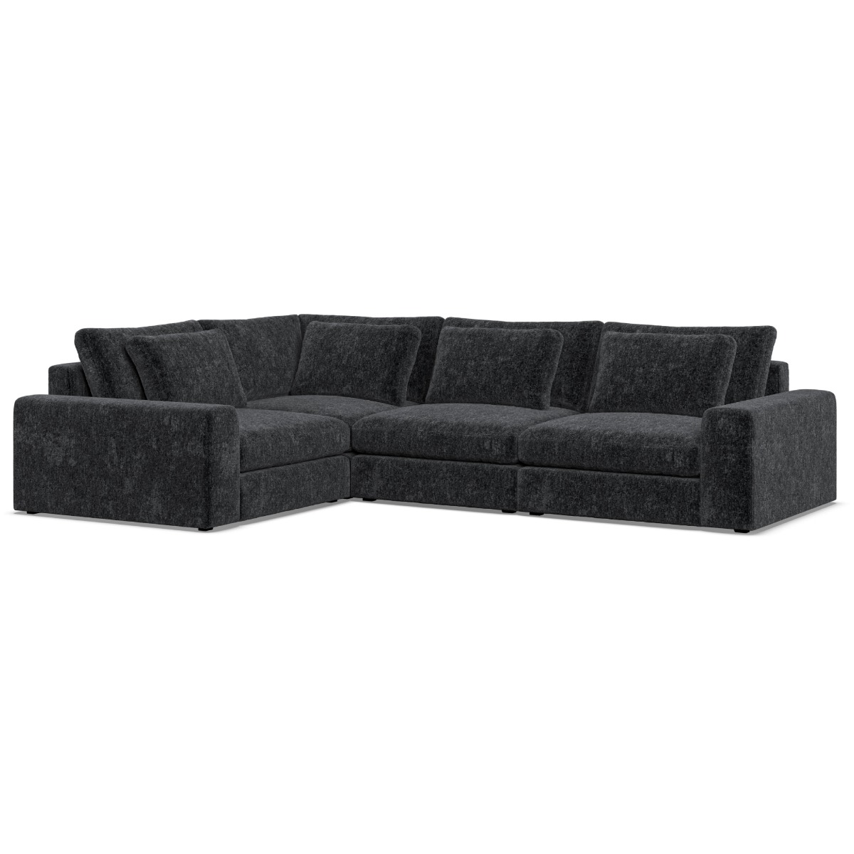 Corner Sofa - SOVA Fabric 3 Seater Right Hand Facing Black