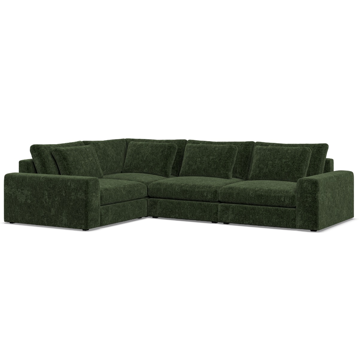 Corner Sofa - SOVA Fabric 3 Seater Right Hand Facing Bottle Green