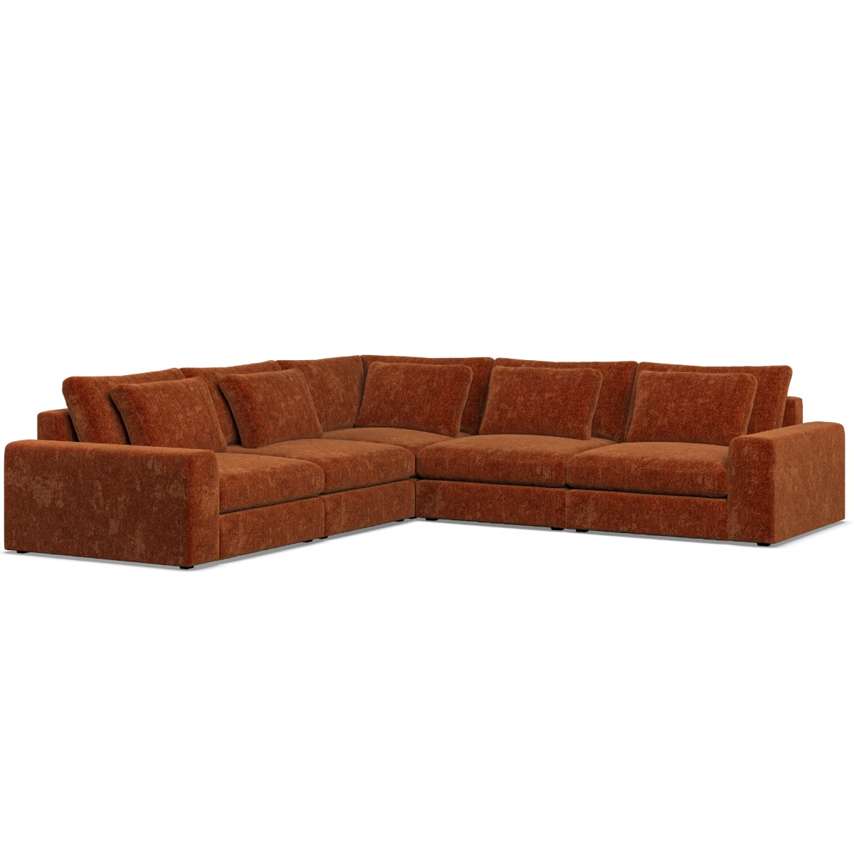 Corner Sofa - SOVA Fabric 4 Seater Right Hand Facing Deep Terra