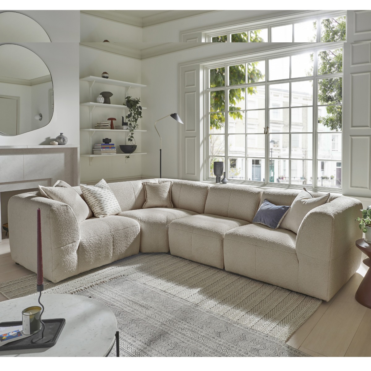 Corner Sofa - ESSAOUIRA Fabric 4 Seater Right Hand Facing - Sandshell