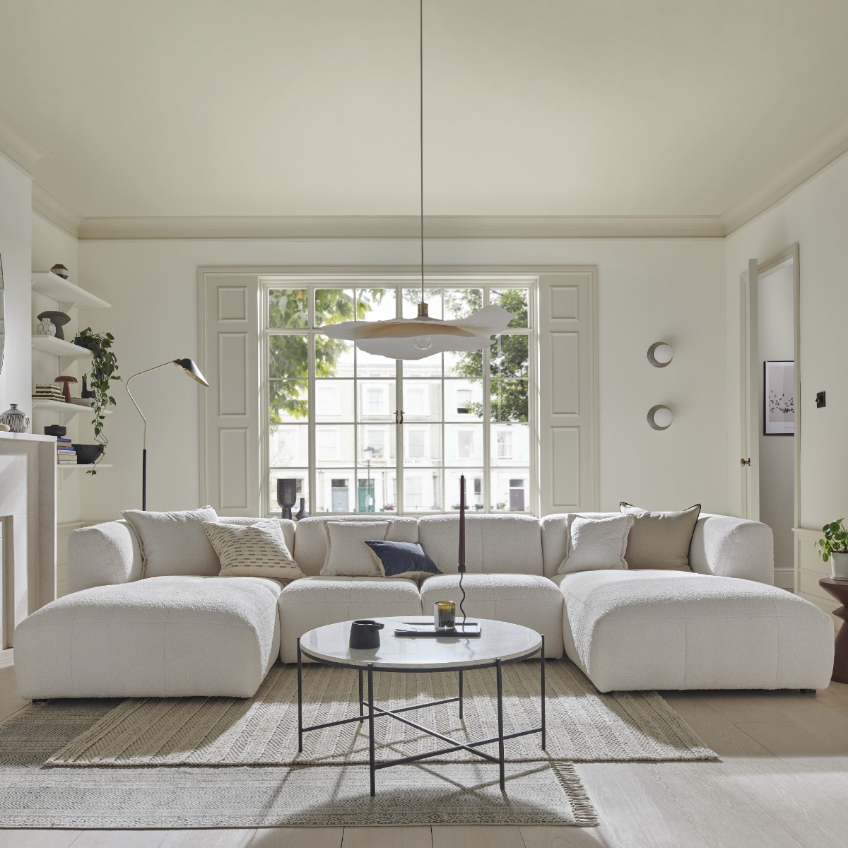 Corner Sofa - ESSAOUIRA Fabric 4 Seater U Shaped - Coconut Milk